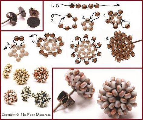 Anting Manik, Seed Bead Tutorials, Pola Manik, Beaded Earrings Tutorials, Beaded Earrings Diy, Seed Bead Patterns, Beaded Jewelry Tutorials, Beaded Jewellery, Seed Bead Tutorial