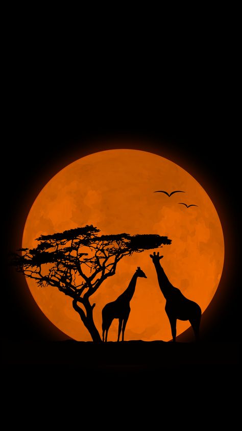 Sillowet Art, Wild Painting Ideas, Siluet Drawing, Silloettes Art, Africa Art Painting, Siluet Art, Africa Drawing, Wild Animals Drawing, Silhouette Nature