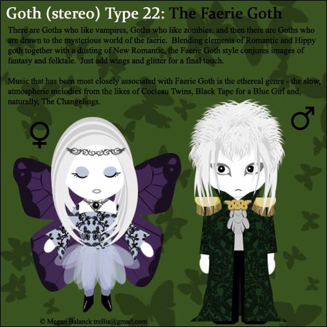 #22: Faerie Goth by Trellia.deviantart.com on deviantART Faerie Goth Aesthetic, Faerie Goth Fashion, Goth Stereotypes, Goth Subgenres, Goth Zodiac, Goth Substyles, Goth Types, Faerie Goth, Corp Goth