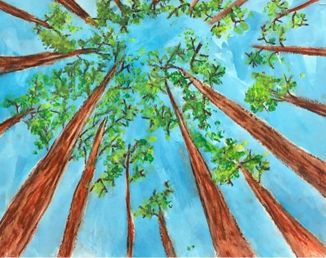 Looking Up, Fresh Fall Forest Art with Cathy Hicks. Maclay Lower School Art. Tim Lam Trees, Art Lesson. 2 Soul Sisters Art Education Lesson Sister Art, Art Education Lessons, Trees Art, Fall Forest, Sisters Art, Perspective Art, Elementary Art Projects, Homeschool Art, School Art Projects