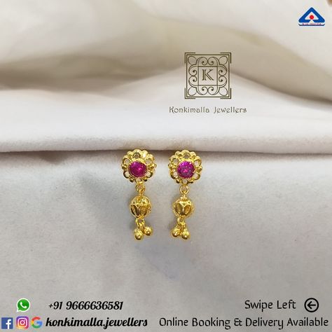 #KJ_G562 Net Weight: up to 1 grams Item : Baby Hangings (కుట్టు కాడలు) Fb, Insta, Pinterest: @konkimalla.jewellers 3grams Gold Earrings Designs, 2 Grams Gold Earrings, 2 Grams Gold Earrings Designs, Stunning Rings, Oxidized Jewellery, Gold Earrings For Kids, Small Earrings Gold, Ear Tops, Gold Necklace Wedding