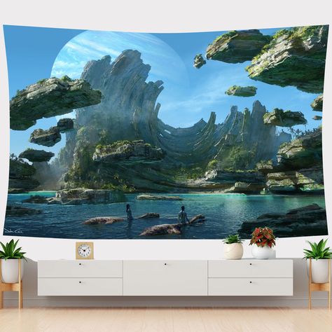 Fantasy Tapestry, Hallelujah Mountains, Pandora Planet, Floating Mountains, Mountains Background, Gifts Best Friend, Mountain Background, Pandora Blue, Fabric Gift Wrap