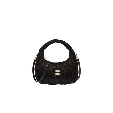 Miu Miu Wallet, Prada 2005, Metal Lettering, Miu Miu Bag, Lettering Logo, Bags Aesthetic, Leather Hobo Bag, Pocket Bag, Black Bag