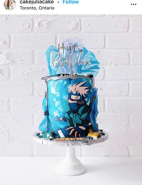 Kakashi Cake, Naruto Nails, 10 Birthday Cake, Anime Cake, 10 Birthday, Naruto Kakashi, Boy Birthday Cake, Kakashi Hatake, Cake Decorating Tips