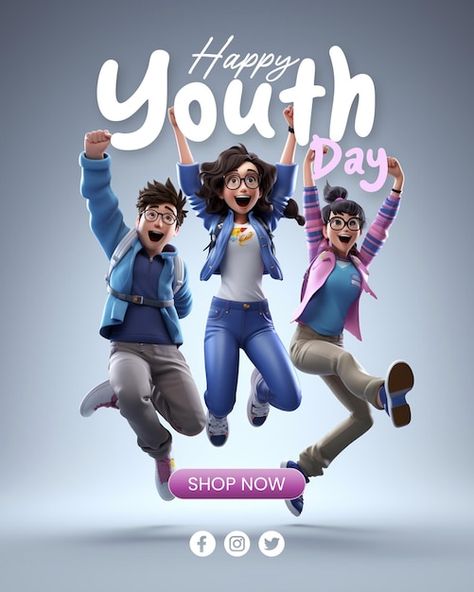 International Youth Day Poster, Youth Day Poster Design, Youth Day Poster, Digital Future, International Youth Day, Youth Empowerment, Day Illustration, Youth Room, Youth Day