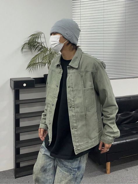 Light Green Jacket Outfit Men, Green Denim Jacket Outfits Men, Green Jacket Outfit Men, Green Jacket Outfit, Mint Green Jacket, Mint Jacket, Mens Fall Outfits, Green Denim Jacket, Light Denim Jacket