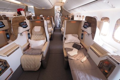 Emirates' Fancy New Business Class Still Has Middle Seats Plane Window View, Business Class Travel, Airport Hacks, Private Jet Interior, Airplane Window View, First Class Flights, Business Class Flight, Plane Window, Luxury Private Jets