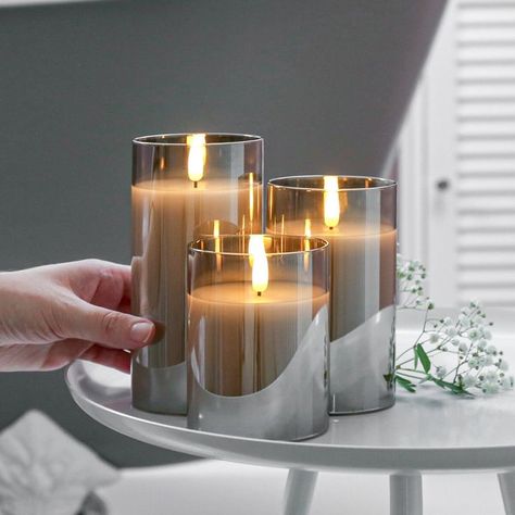 Realistic Candles, Grey Candles, Flame Candle, Led Candle Lights, Electric Candles, Battery Operated Candles, Flickering Candles, Led Candle, Candle Warmer