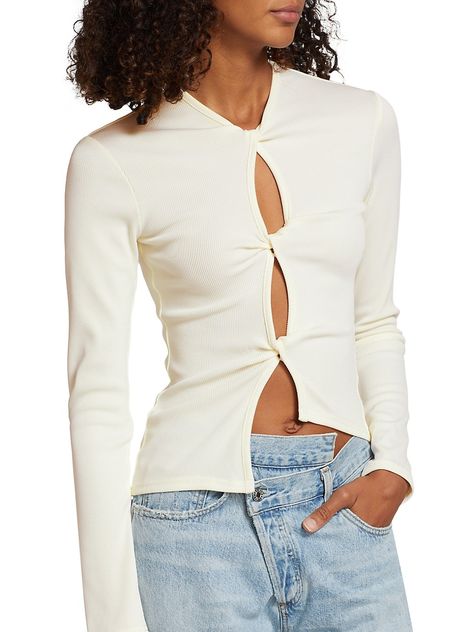 Shop Christopher Esber Asymmetric Twisted Cut-Out Top | Saks Fifth Avenue Twist Shirt, Peter Do, Christopher Esber, Cut Out Top, Saks Fifth, Saks Fifth Avenue, New Arrivals, Cut Out, Twist