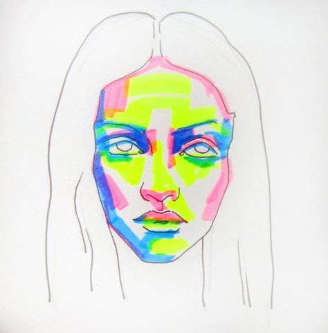 Sketch portrait with text highlighter markers and fineliner Highlighter Portrait Drawing, Cool Highlighter Drawings, Highlighter Portrait Art, Sketches With Highlighter, Sketch With Highlighter, Drawing With Highlighters Markers, Highlighter Art Ideas, How To Draw With Highlighters, Drawings With Highlighters