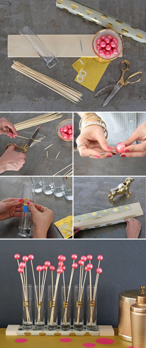 How To DIY Simple Cocktail Stirrers Drink Stirrers Diy, Summer Skewers, Gin Festival, Cocktail Theme, Cocktail Party Decor, Simple Cocktail, Cocktail Stirrers, Diy Cocktails, Diy Drinks