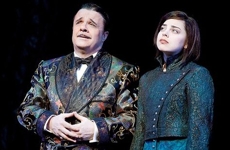 Nathan Lane as Gomez and Krysta Rodriguez as Wednesday in The Addams Family. Krysta Rodriguez Wednesday, Addams Family Broadway, Krysta Rodriguez, Addams Family Musical, Broadway Playbills, Charles Addams, Addams Family Costumes, Gomez Addams, Addams Family Wednesday