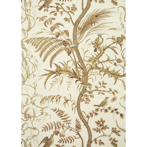 Bird And Thistle - Beige | Kravet Bird And Thistle, Thistle Wallpaper, Thistle Design, Beige Wallpaper, Drapery Hardware, Fabric Houses, Wallpaper Size, Bathroom Wallpaper, Pierre Frey