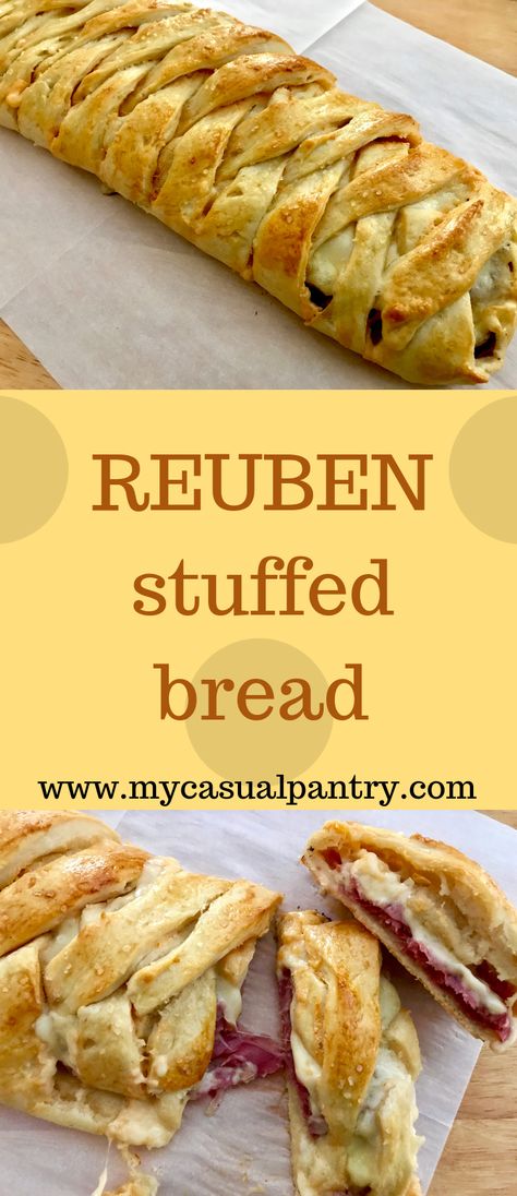 All the traditional flavors of Reuben sandwiches are stuffed inside this bread. A delicious lunch or perfect for game day snacking. Loaded Bread, Crescent Roll Dough Recipes, Awesome Sandwiches, Reuben Recipe, Reuben Sandwich Recipe, Rhodes Bread, Reuben Sandwiches, Pizza Crust Dough, Stromboli Recipe