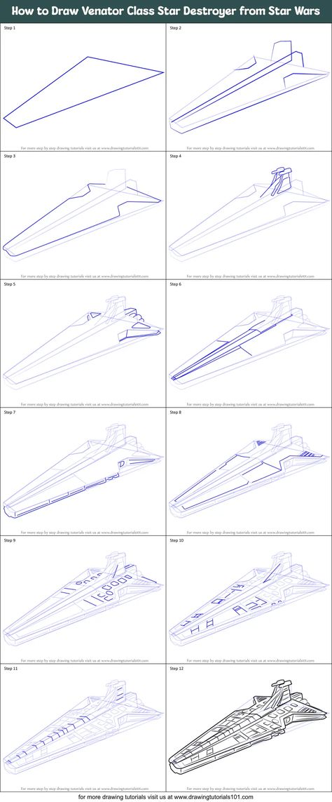 Venator Class Star Destroyer, How To Draw Steps, Learn Drawing, Star Destroyer, Learn To Draw, To Draw, Step By Step, Star Wars, For Kids