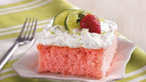 Nonalcoholic strawberry margarita mix makes this party cake a great addition to picnics and potlucks. Strawberry Margarita Cake Recipe, Strawberry Margarita Cake, Margarita Cake, Flavor Combos, Betty Crocker Recipes, Strawberry Margarita, A Piece Of Cake, Piece Of Cake, Yummy Sweets