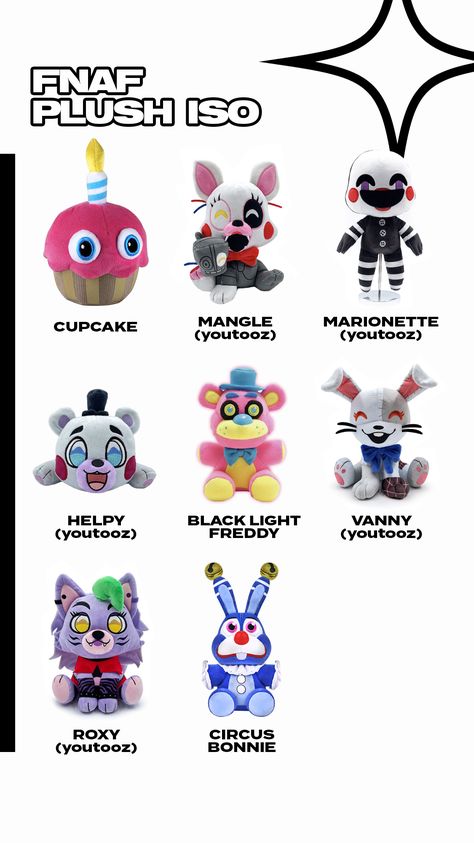 five nights at freddy's plush iso wishlist Fnaf Stuffed Animals, Five Nights At Freddy's Plushies, Diy Fnaf Plush, Fnaf Merch, Fnaf Plushies, Fnaf Plush, Freddy Plush, Custom Stuffed Animal, Fnaf Baby