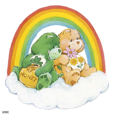 Care Bears: Good Luck Bear and Friend Bear Sitting on a Cloud Jem Cartoon, Care Bears Movie, Sf Wallpaper, Care Bears Vintage, The Care Bears, Funshine Bear, Care Bears Cousins, Child Hood, Jem And The Holograms