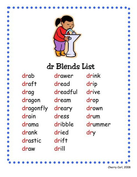 Dr Blends Set - Carl's Corner Word Family List, 2nd Grade Reading Worksheets, Blends Worksheets, Study English Language, Learning Phonics, Phonics Books, Phonics Rules, Reading For Beginners, Blend Words