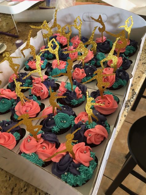 Gymnastic Cupcake Ideas, Gymnastics Cupcake Cake, Gymnastics Birthday Cupcakes, Gymnast Cupcakes, Gymnastics Cupcakes Ideas, Gymnastics Cupcakes, Banana Cream Filling, Gymnastics Birthday Party Decorations, Gymnastics Theme Party