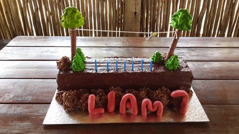 Acrobranch party, zip line cake Acrobranch Party, Birthday Sleepover Ideas, Adventure Party, 10 Birthday, Creative Baking, Zip Line, 9th Birthday Parties, Baseball Party, Forest Cake