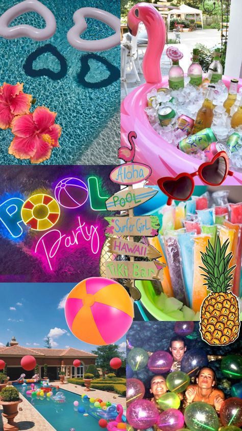 Party Collage, Cute Summer Wallpapers, Hawaiian Beaches, Summer Wallpaper, Surfer Girl, Girl Party, Beach Themes, Pool Party, Sweet 16