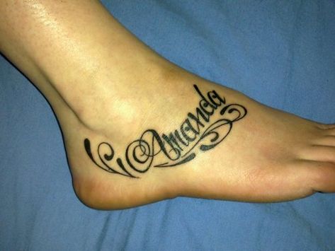 Amanda Tattoo, Tattoos On Foot, Small Neck Tattoos, Fashion Tattoos, Inspiration Designs, Couples Tattoos, Ankle Tattoos For Women, Tattoos With Kids Names, Neck Tattoos Women