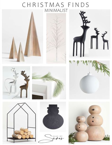 Mountain Modern Christmas Decor, Boho Minimalist Christmas Decor, Modern Christmas Decor Black And White, Minimal White Christmas Decor, Black And Wood Christmas Tree, Sleek Christmas Decor, Modern Cozy Christmas Decor, Modern Scandinavian Christmas Decor, Matte Black Christmas Decor