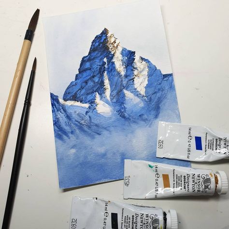 Sarah Burns | 𝘈𝘳𝘵𝘪𝘴𝘵 on Instagram: “99/100 of my #100daychallenge I want to see mountains, Gandalf! Can't believe I only have one more day left of this project...…” Glorious Gouache, 100 Day Challenge, One More Day, Gandalf, Day Left, Artist On Instagram, I Want, Canning, Drawings