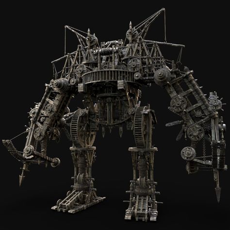 ArtStation - Medieval War Mech, Grzegorz Syska Medieval Technology, Medieval Mech, Giant Mech Concept Art, Giant Mecha Concept Art, Heavy Mech Concept Art, Ww1 Mech, Ranger Dnd, Green Power Ranger, Medieval Games