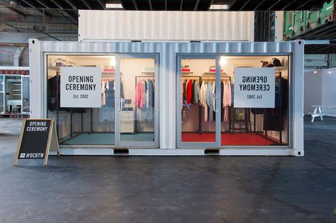 Opening Ceremony BTW at SuperPier NYC – Look Inside Shipping Container Retail, Shipping Container Shop, Shipping Container Store, Shipping Container Buildings, Shipping Container Design, Container Office, Concept Model, Store Design Boutique, Container Buildings