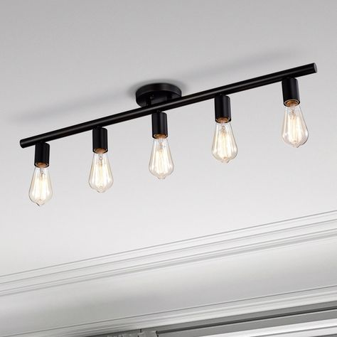 Description: Update your space with this 5-light linear flush mount. Made in solid iron for a durable and classic element, this is a perfect addition to your home decor. Black Track Lighting, Over Kitchen Sink, Kitchen Sink Lighting, Above Kitchen Sink, Above Sink, Laundry Room Lighting, Black Light Fixture, Dining Room Light Fixtures, Kitchen Ceiling Lights