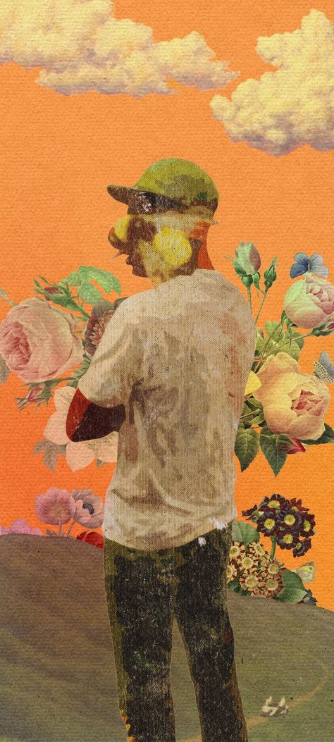 Flowerboy Painting, Flowerboy Wallpaper, Flower Boy Wallpaper, Tyler The Creator Wallpaper Iphone, Tyler The Creator Painting, Flower Boy Tyler The Creator, Travis Scott Iphone Wallpaper, Cherries Painting, Vinyl Background