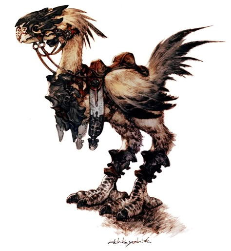 Chocobo - The Final Fantasy Wiki has more Final Fantasy information than Cid could research Akihiko Yoshida, Realm Reborn, Final Fantasy Artwork, Heroic Fantasy, Final Fantasy Art, Fantasy Creatures Art, Fantasy Monster, Monster Design, Creature Concept Art