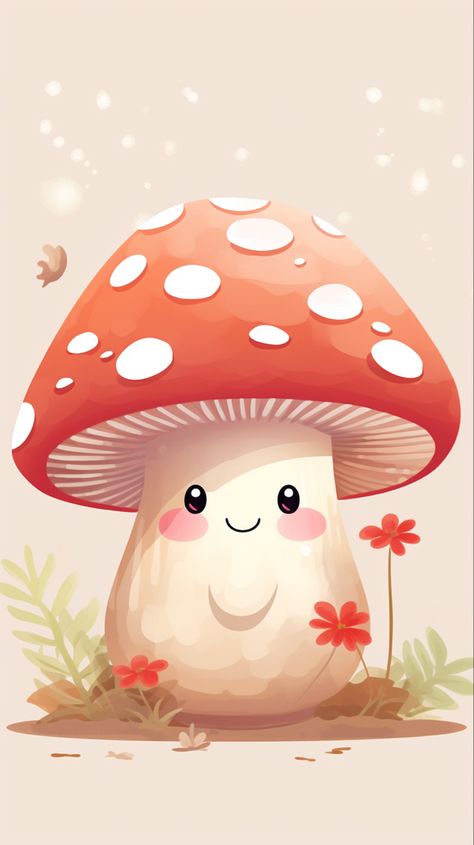 Red Mushroom Drawing, Cottagecore Painting, Strawberry Pictures, Cute Cartoon Faces, Mushroom People, Mushroom Wallpaper, Pumpkin House, Mushroom Drawing, Drawing Wallpaper