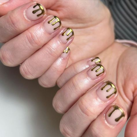 Gold Drip Nails, Drip Nail Art, Molten Gold, Blood Drip, Gold Drip, Drip Nails, Gold Nails, Artist On Instagram, Nail Artist