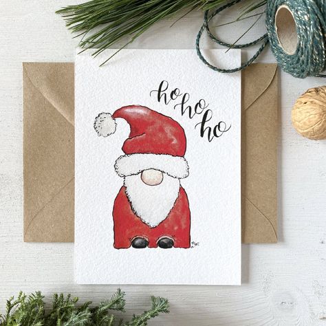 Santa Card, Watercolor Postcard, Christmas Doodles, Christmas Card Art, Homemade Christmas Cards, Watercolor Christmas Cards, Christmas Card Crafts, Happy Paintings, Diy Christmas Cards