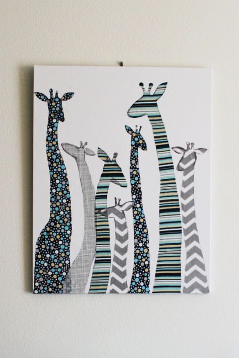 Baby boy nursery decor DIY giraffe silhouette canvas idea with fabric remnants #babygear #baby #gear #2018 Diy Giraffe, Baby Boy Nursery Diy, Diy Nursery Art, Nursery Diy Projects, Giraffe Silhouette, Baby Nursery Diy, Diy Nursery Decor, Boy Nursery Decor, Baby Boy Bedroom