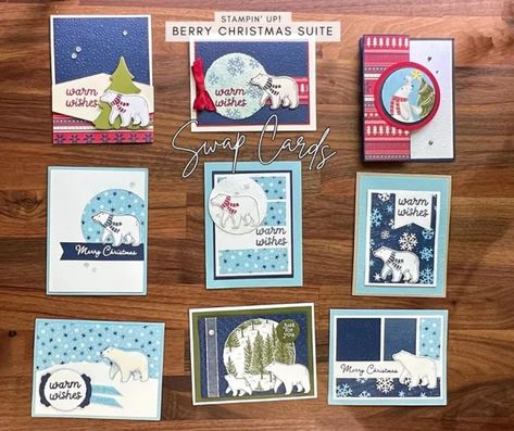 Stampin Up Beary Christmas, Beary Christmas Stampin Up Cards, Easy Gift Card Holders, Polar Bear Christmas Cards, Beary Christmas, Polar Bear Christmas, Bear Card, Stampin Up Christmas, Holiday Paper