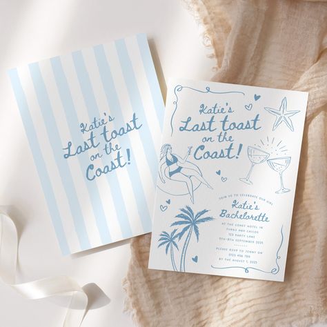 Last Toast on the Coast Bachelorette Invite, Editable Hen Party Invite, Beach Bachelorette Party, Coastal Bride, Digital Canva Template Bachelorette Party Coastal, Last Toast On The Coast Bachelorette, Hen Party Invite, Bach Themes, Toast On The Coast Bachelorette, Invitation Business, Last Toast On The Coast, Toast On The Coast, Bachelorette Invite