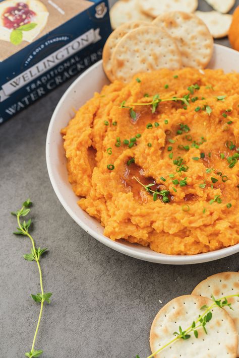 Hot Honey Mashed Sweet Potatoes | Wellington Crackers Hot Honey Mashed Sweet Potatoes, 1960s Food, Fall Sides, Autumn Side Dishes, Creamy Mash, Pumpkin Squash, Browned Butter, Hot Honey, Salad With Sweet Potato