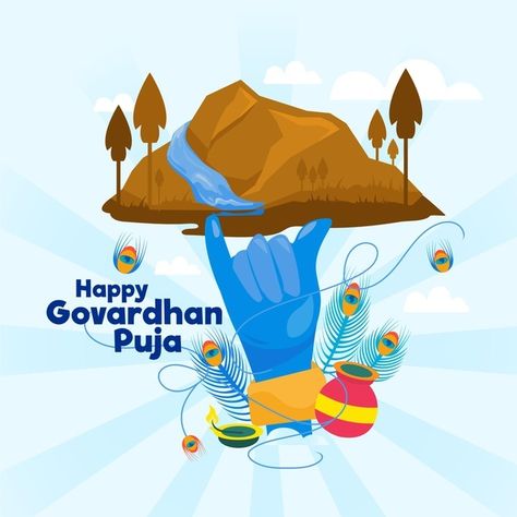 Flat design govardhan puja | Free Vector #Freepik #freevector #design #celebration #happy #festival Govardhan Parvat, Govardhan Pooja, Happy Govardhan Puja, Happy Govardhan, Govardhan Puja, Vrindavan Krishna, Pet Clinic, Wp Themes, Heavy Rain