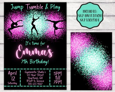 Gymnastic Invitations Birthdays, Gymnastics Birthday Invitations Free, Gymnastic Birthday Party Ideas, Gymnastics Birthday Party Ideas, Gymnastics Theme Birthday, Gymnastics Theme Party, Gymnastics Theme Birthday Party, Gymnastics Birthday Party Invitations, Gymnastics Party Invitations