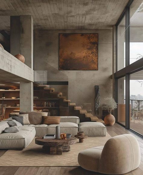 Brutalist Interior, Mediterranean Living Room, Eclectic Interior Design, Living Room Styles, Living Room On A Budget, Loft Design, Living Room Decor Cozy, Livingroom Layout, Eclectic Interior