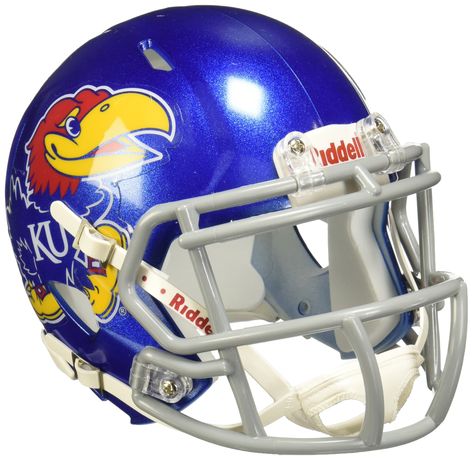 PRICES MAY VARY. Ideal for autographs. The Speed Mini Helmet is a half-scale replica of one of the most popular new helmet introductions in Riddell's history. The most popular collectible in history is now available in the New Speed Helmet design. Official colors and decals. Includes interior padding and a 4-point chin strap. Kansas Jayhawks Football, College Football Helmets, New Helmet, Sports Helmet, Kentucky Basketball, University Of Kansas, Kansas Jayhawks, Team Gear, Playing Football