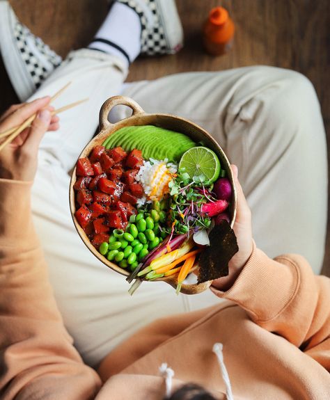 Watermelon Poke, Gaz Oakley, Vegan Tuna, Poke Bowl, Watermelon, Meat, Bowl, Fruit, Photography