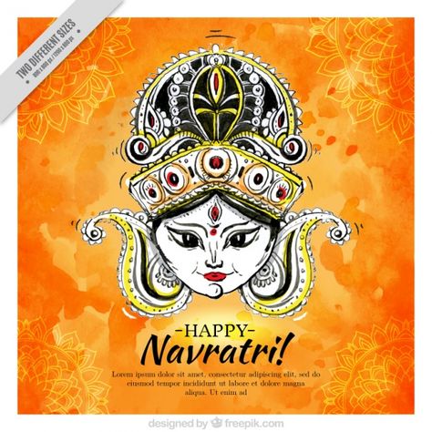 Watercolor background with face of durga... | Free Vector #Freepik #freevector Navmi Images, Navratri Image Hd, Navratri Messages, Navratri Wishes Images, Navratri Quotes, Navratri Greetings, Navratri Wallpaper, Happy Navratri Wishes, Happy Dussehra Wishes