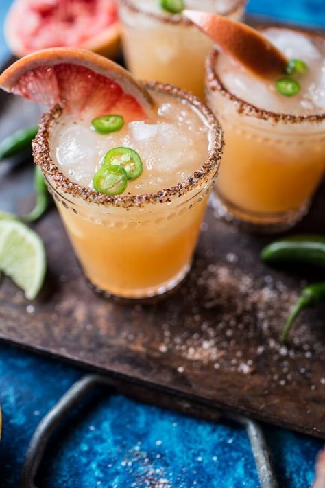 Spicy Grapefruit Margarita. | Half Baked Harvest | Bloglovin’ Big Batch Spicy Margarita Recipe, Grapefruit Margarita Recipe, Grapefruit Margarita, Healthy Cocktails, Spicy Margarita, Vodka Drinks, Half Baked, Half Baked Harvest, Single Serving