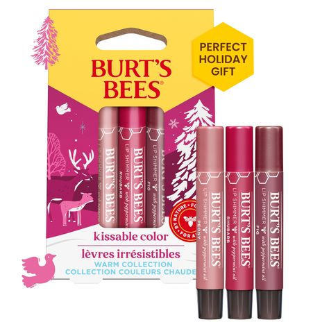 PRICES MAY VARY. PERFECT HOLIDAY GIFT SET: One Burt's Bees Kissable Color Warm Collection Lip Shimmer Gift Set in festive holiday packaging that's ready to give to your favorite people—no wrapping required MOISTURIZES AND SOFTENS: Lip shimmer is enriched with sunflower oils, vitamin E and responsibly sourced beeswax, delivering high-impact moisture that leaves even dry lips feeling soft and moisturized REFRESHING PEPPERMINT FLAVOR: Made with peppermint oil, this lip shimmer has a beloved pepperm Body Scrub Homemade Recipes, Scrub Homemade, Stocking Stuffers For Teens, Lip Gloss Cosmetics, Natural Skincare Brands, Cute Gifts For Friends, Exclamation Point, Lip Balm Set, Black Photography