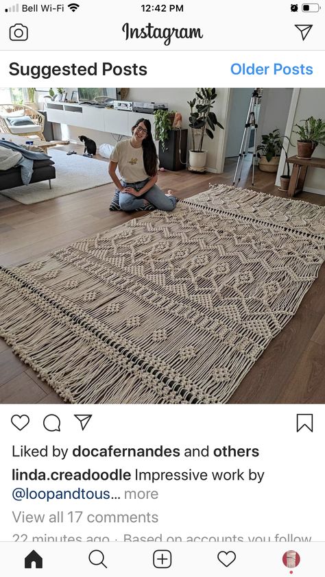 Macrame Carpet Diy, Carpet Macrame, Macrame Rugs, Macrame Carpet, Macrame Rug, Jute Macrame, Macrame Wall Hanger, Free Macrame Patterns, Interior Design Work